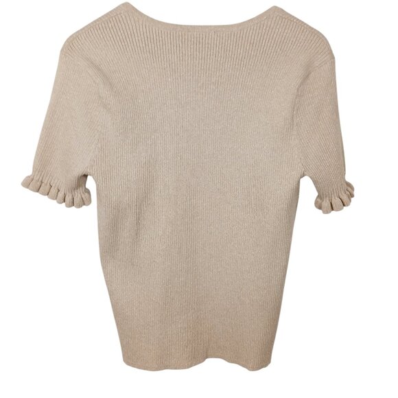 Tommie Hilfiger, NWT, Large, Short Sleeve Sweater, Metallic Gold, Neutral - Picture 4 of 16